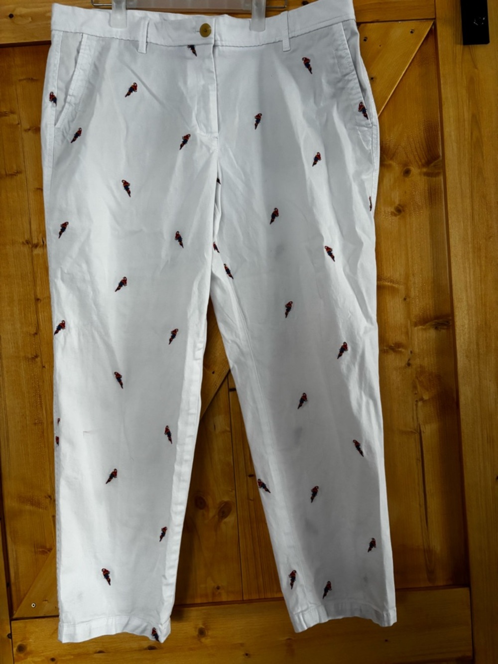 TALBOTS RELAXED CHINOS - embroidered PARROT PRINT SIZE 14P